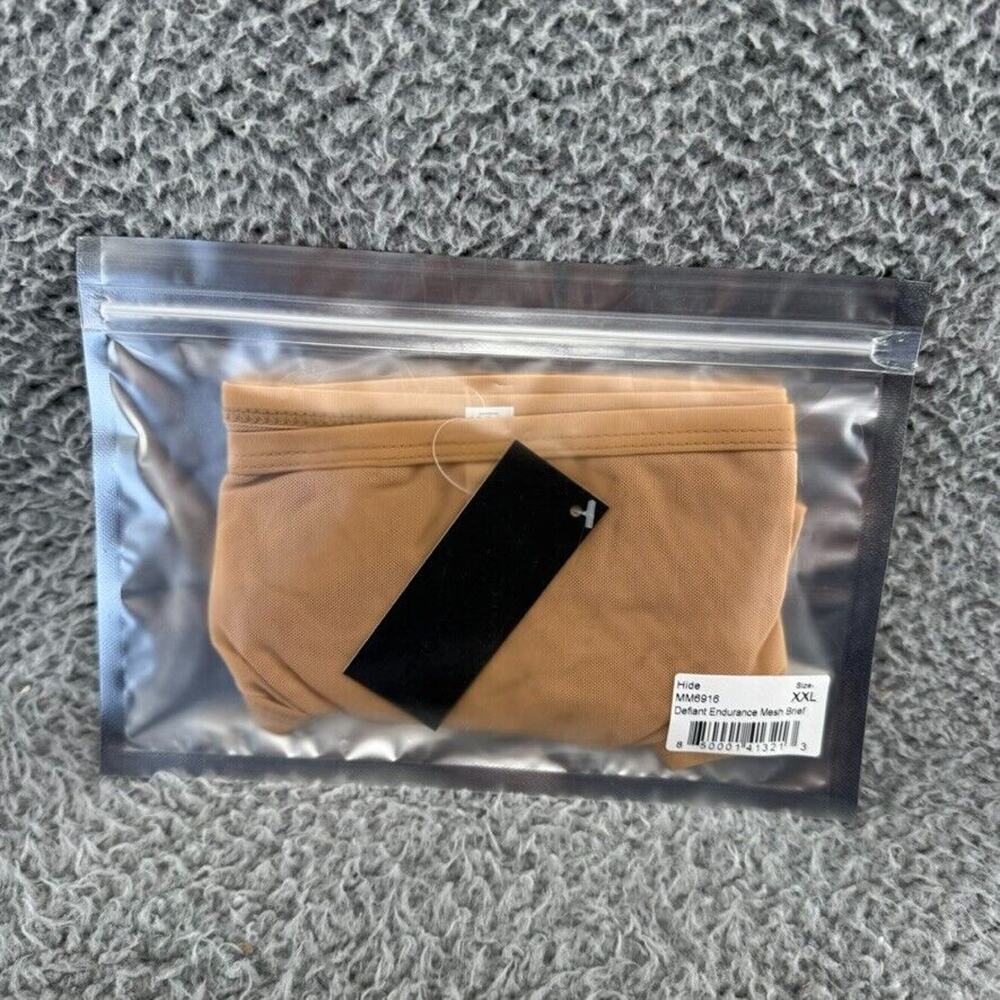 Todd Sanfield Brief Underwear mens 2XL Tan Hide Defiant Endurance Mesh NEW